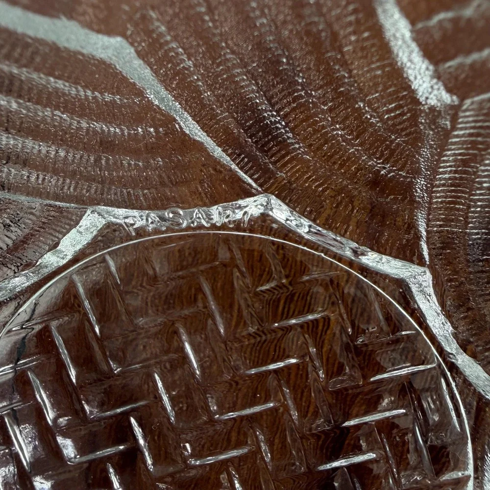 Pasari Indonesia (4) Clear Glass Cereal Soup Bowls Basketweave‎ Wave VTG 90s